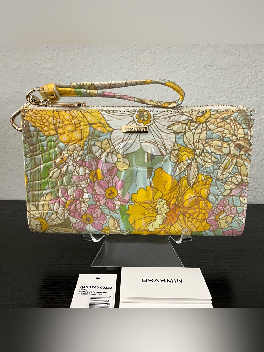 Brahmin Daisy DAFFODIL MELBOURNE Wristlet Makeup Clutch W/Eyes